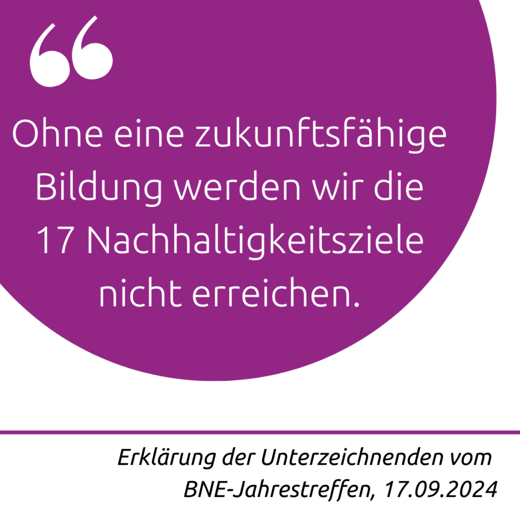 Erklärung der BNE-Gremien zur weiteren Finanzierung von Bildung für nachhaltige Entwicklung